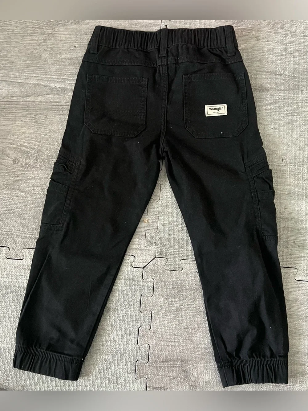 Wrangler Boys Black Cargo Jogger Pants Drawstring Elastic Waist Pockets
